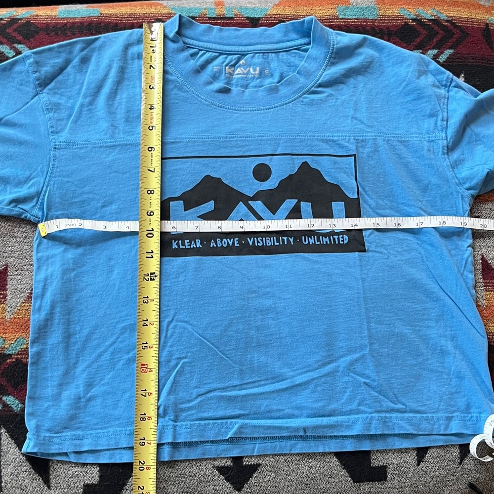 Kavu Organic Cotton Boxy Blue Tee -sz S - Picture 4 of 5